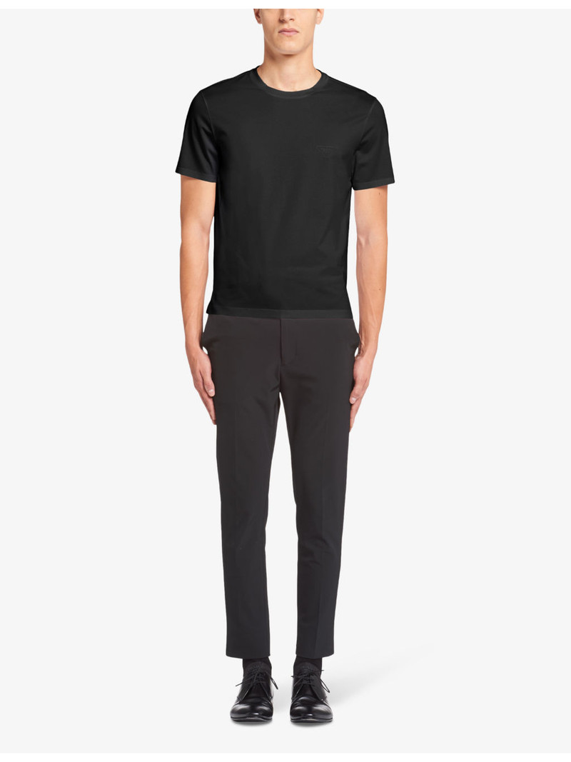 Prada Logo-embroidered slim-fit stretch-cotton T-shirt outlook