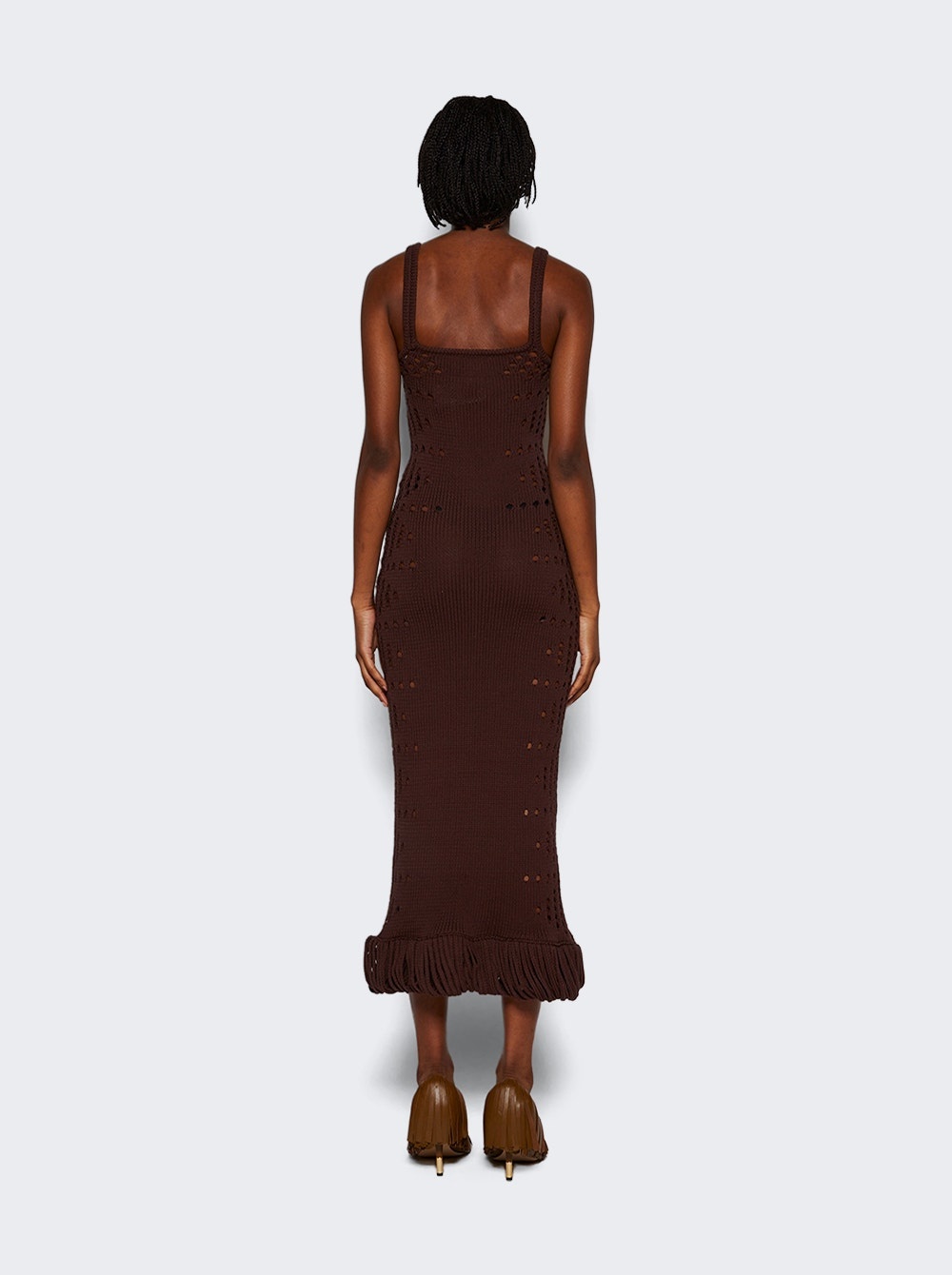 Moore Fringed Cut-out Dress Coffee - 5