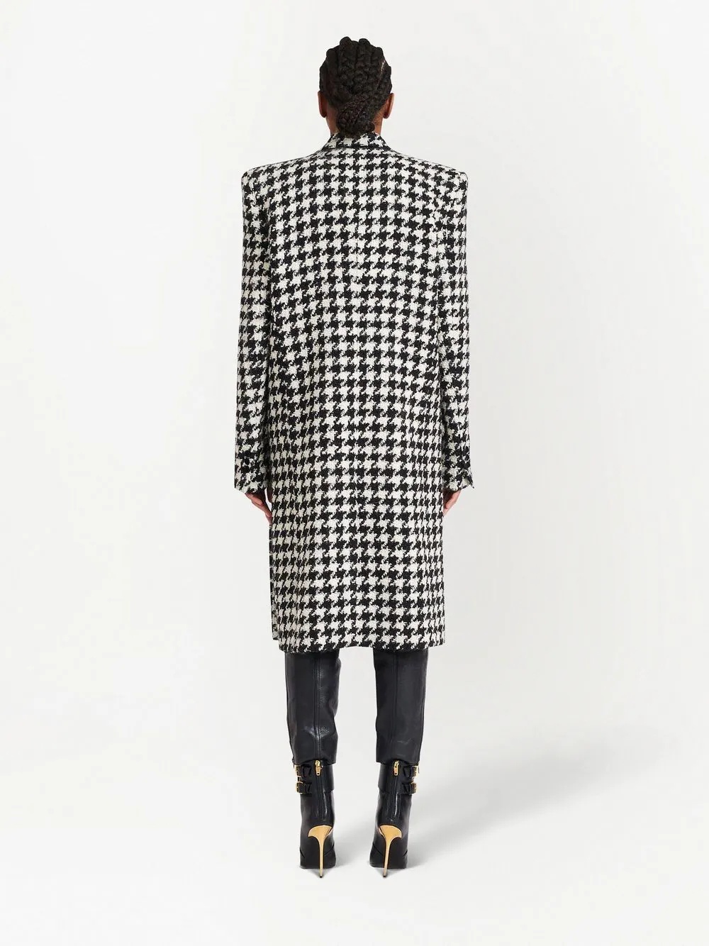 double-breasted houndstooth coat - 4