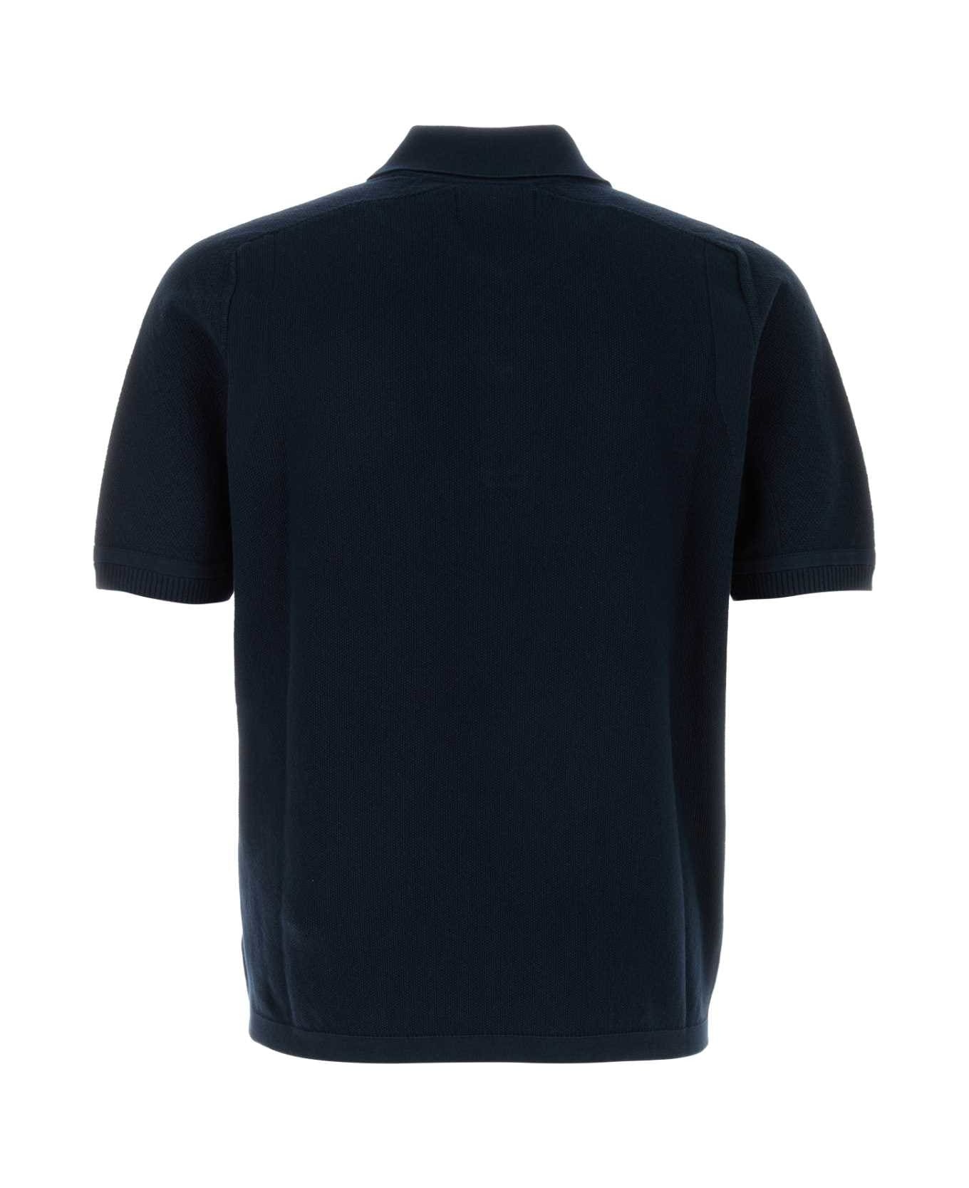 Navy Blue Cotton Polo Shirt - 2