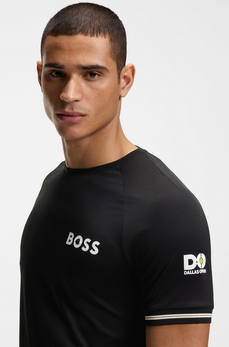 SLIM-FIT T-SHIRT IN STRUCTURED FABRIC WITH CONTRAST DETAILS 3