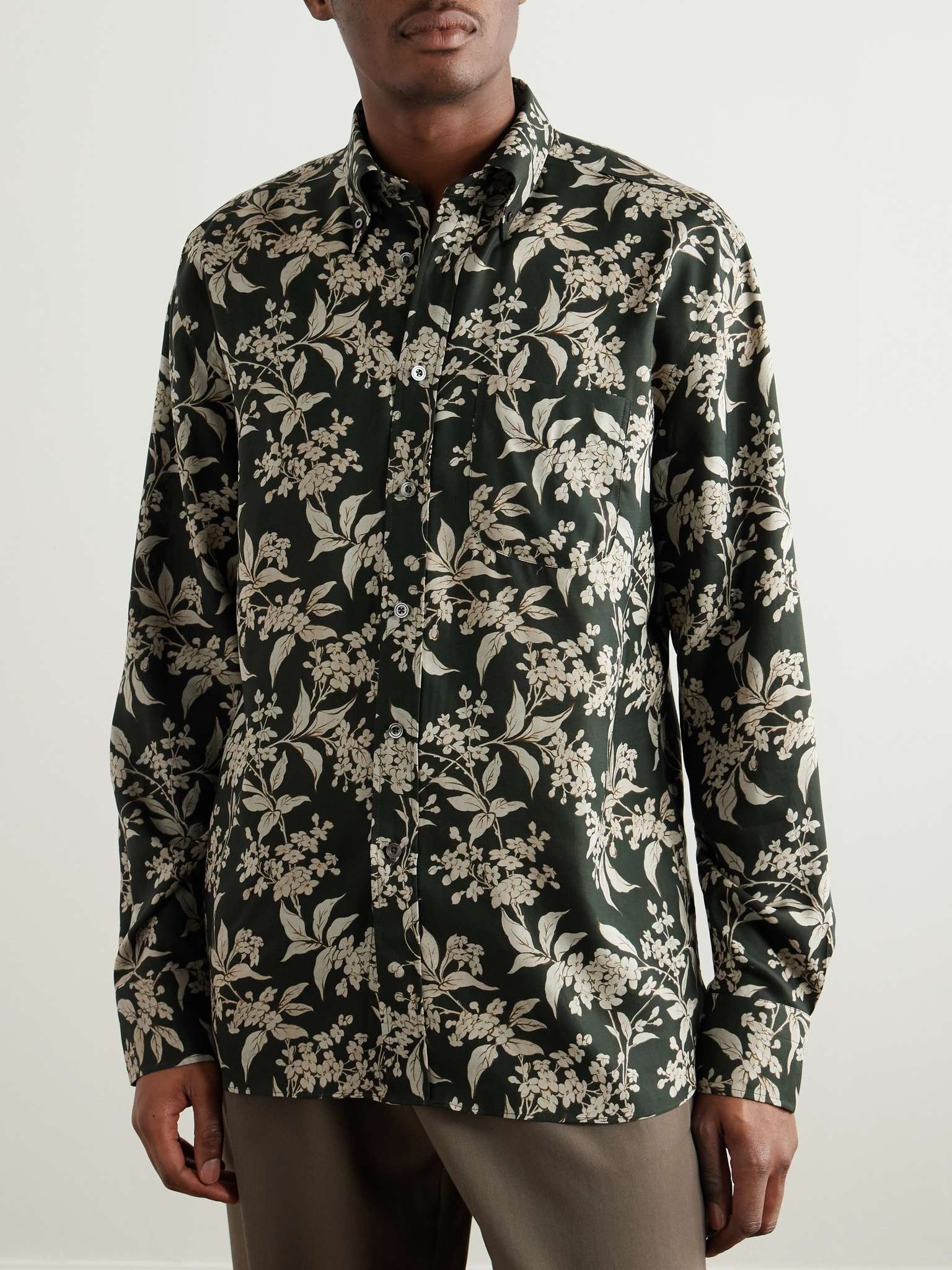 Keith Button-Down Collar Floral-Print Lyocell-Twill Shirt - 3