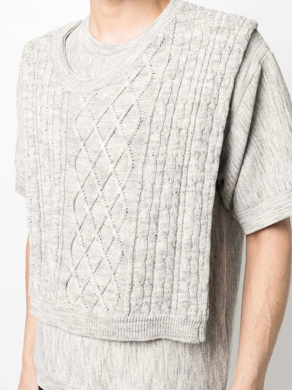 cable-knit layered knitted top - 6