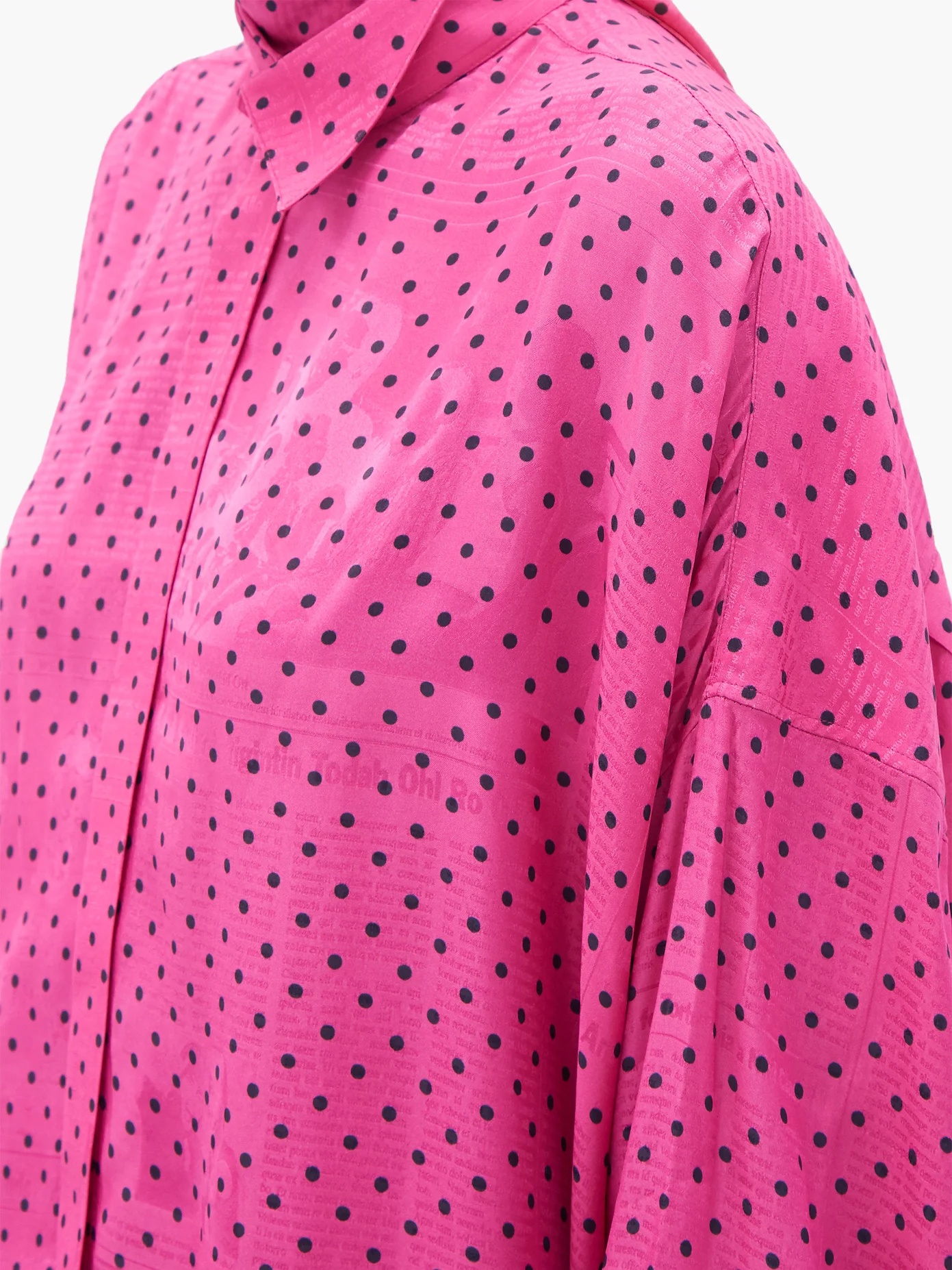 Scarf polka-dot satin blouse - 4