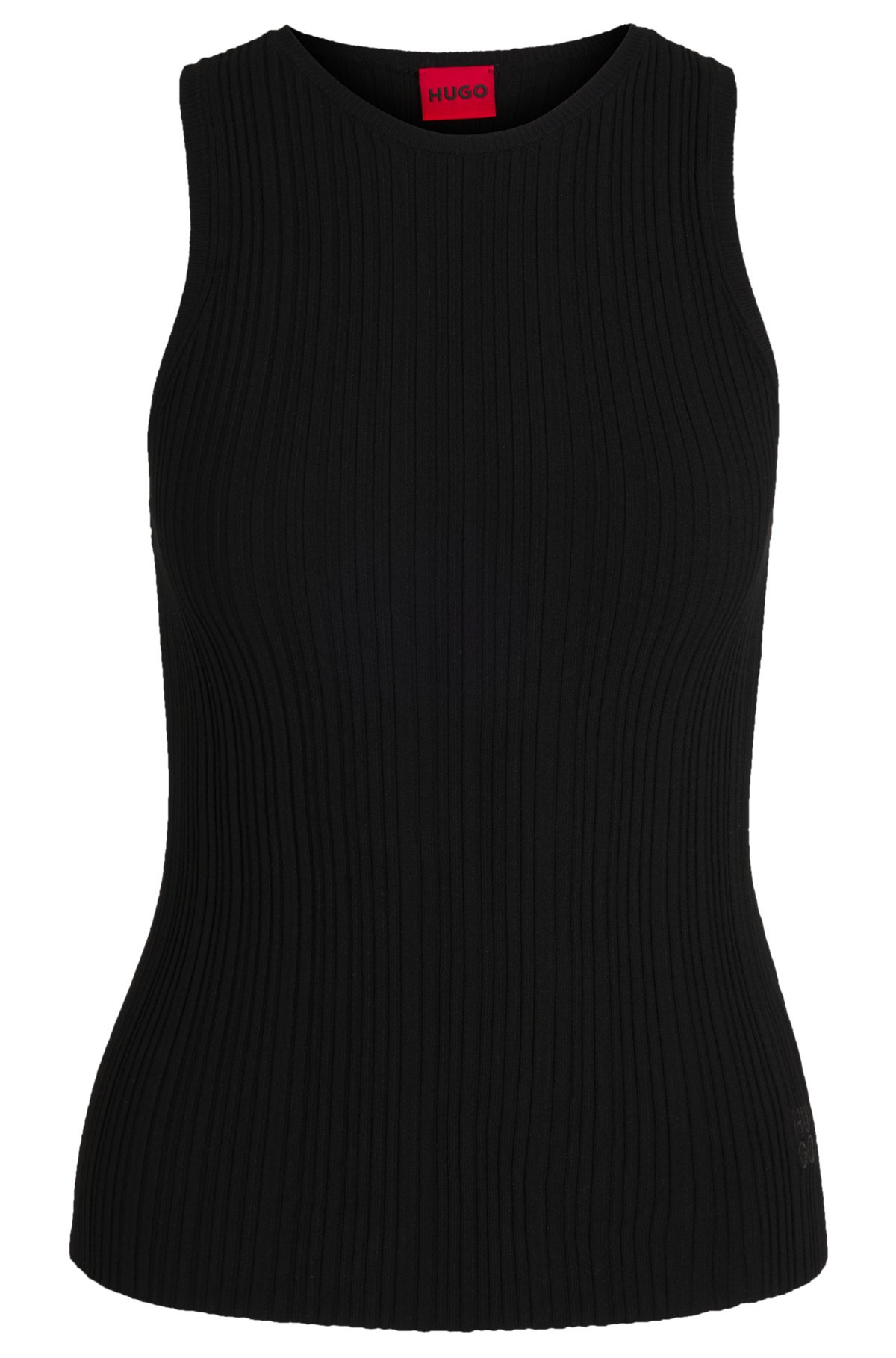 SLEEVELESS RACER-BACK TOP IN RIBBED CREPE FABRIC - 1