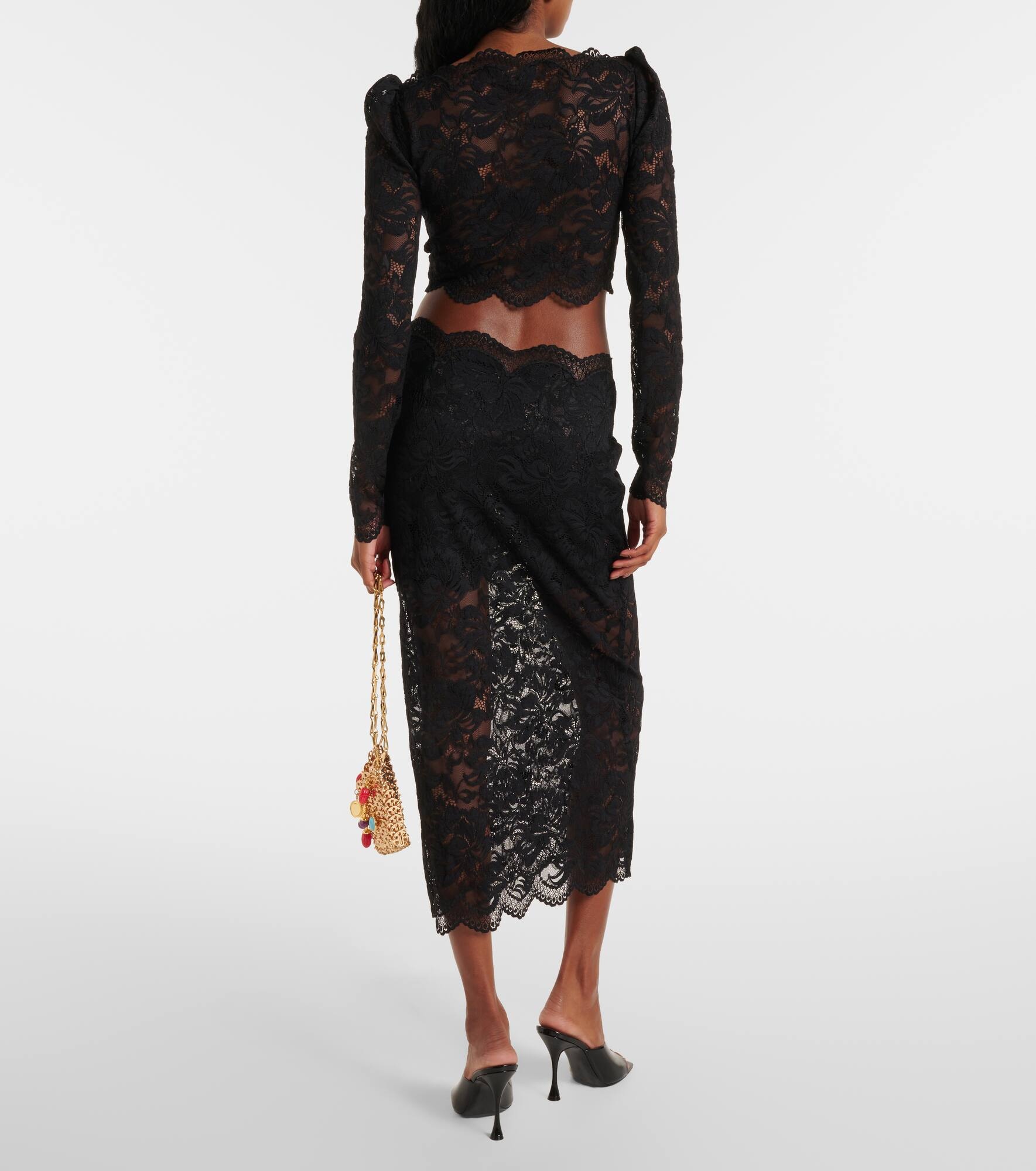 Floral lace midi skirt - 3