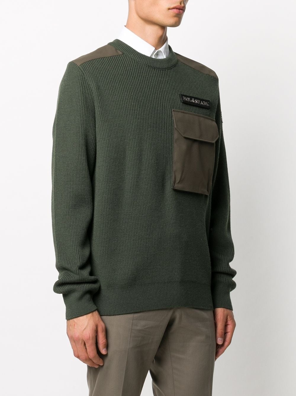 logo-patch military sweater - 3