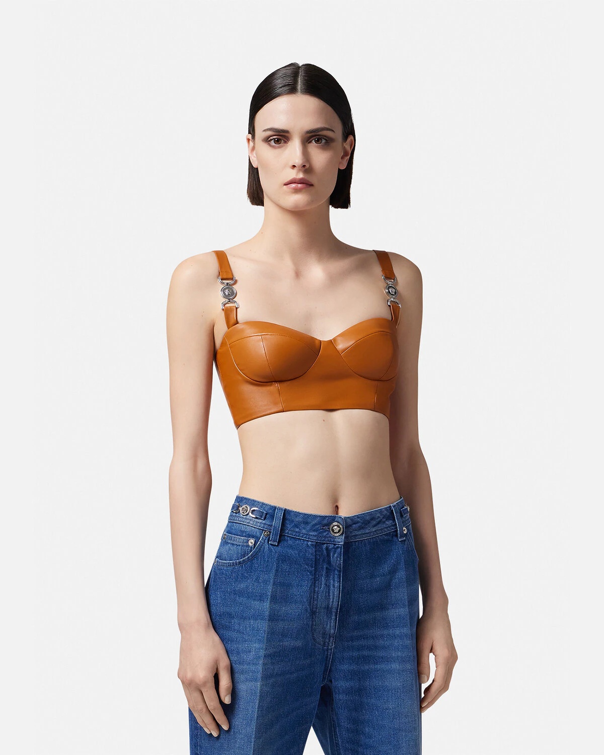 【送料&関税込】Versace Medusa 95 Leather Bustier Top Versace Medusa '95 Leather Bustier Top | Black | FARFETCH JO