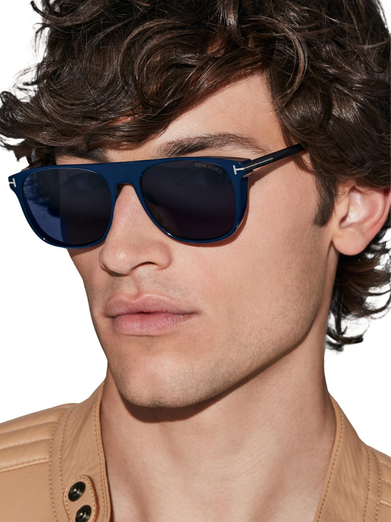 Men's 55MM Square Sunglasses - Shiny Navy Blue 1