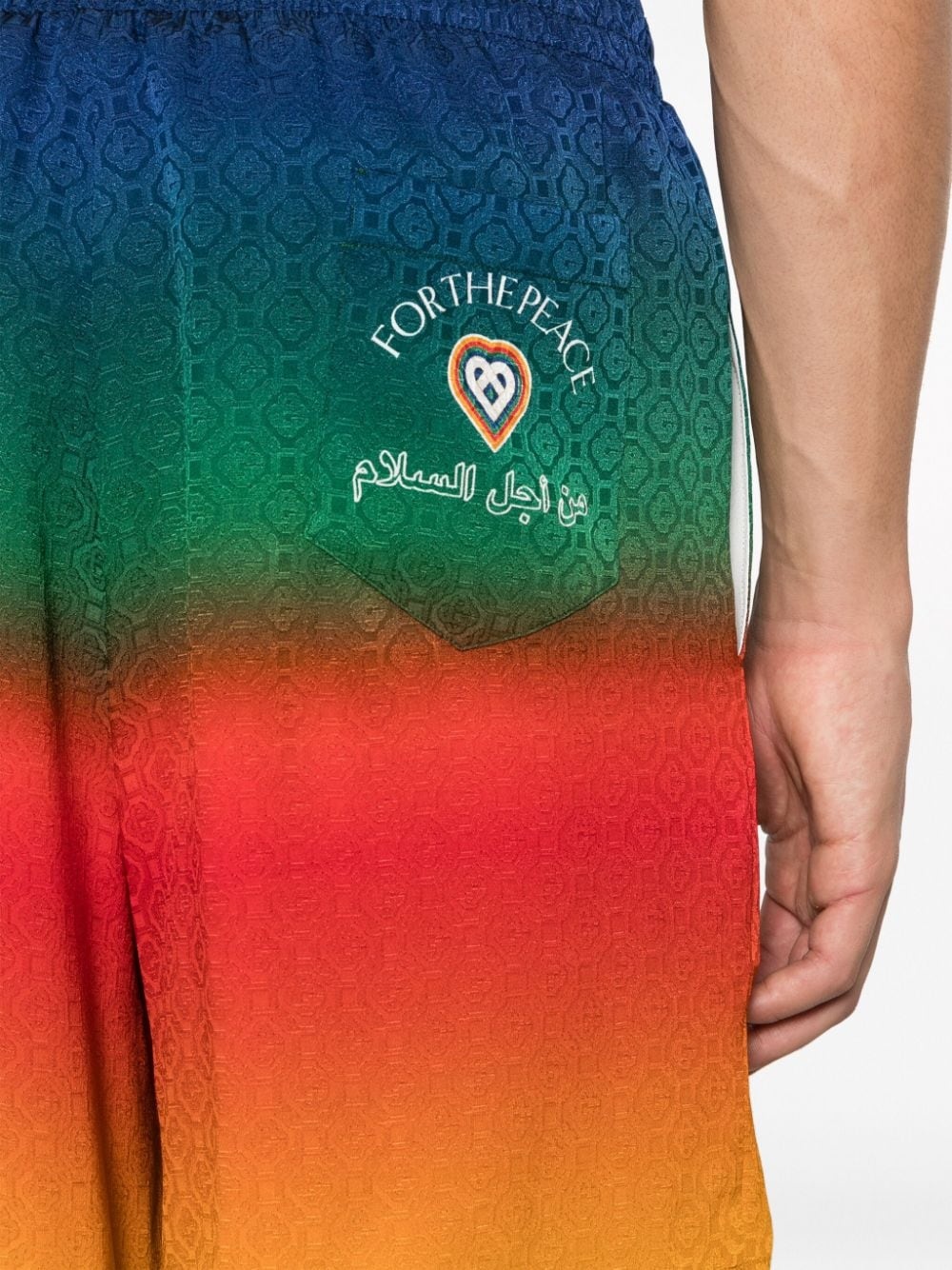 rainbow-ombré silk track shorts - 5