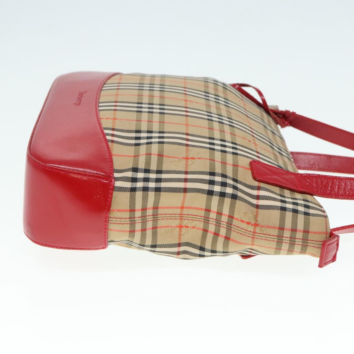 Burberry Nova Check Tote Bag Canvas Leather Beige Gold Red - 3