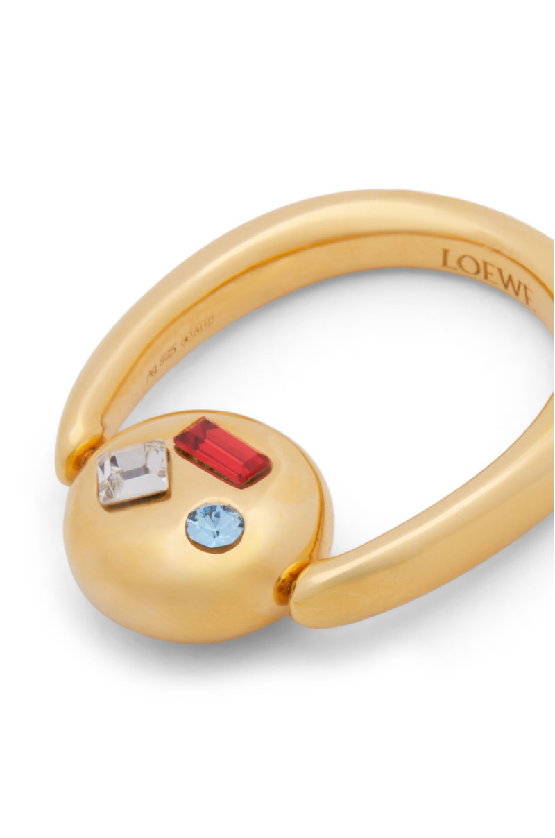 Anagram Pebble ring in sterling silver and crystals 7