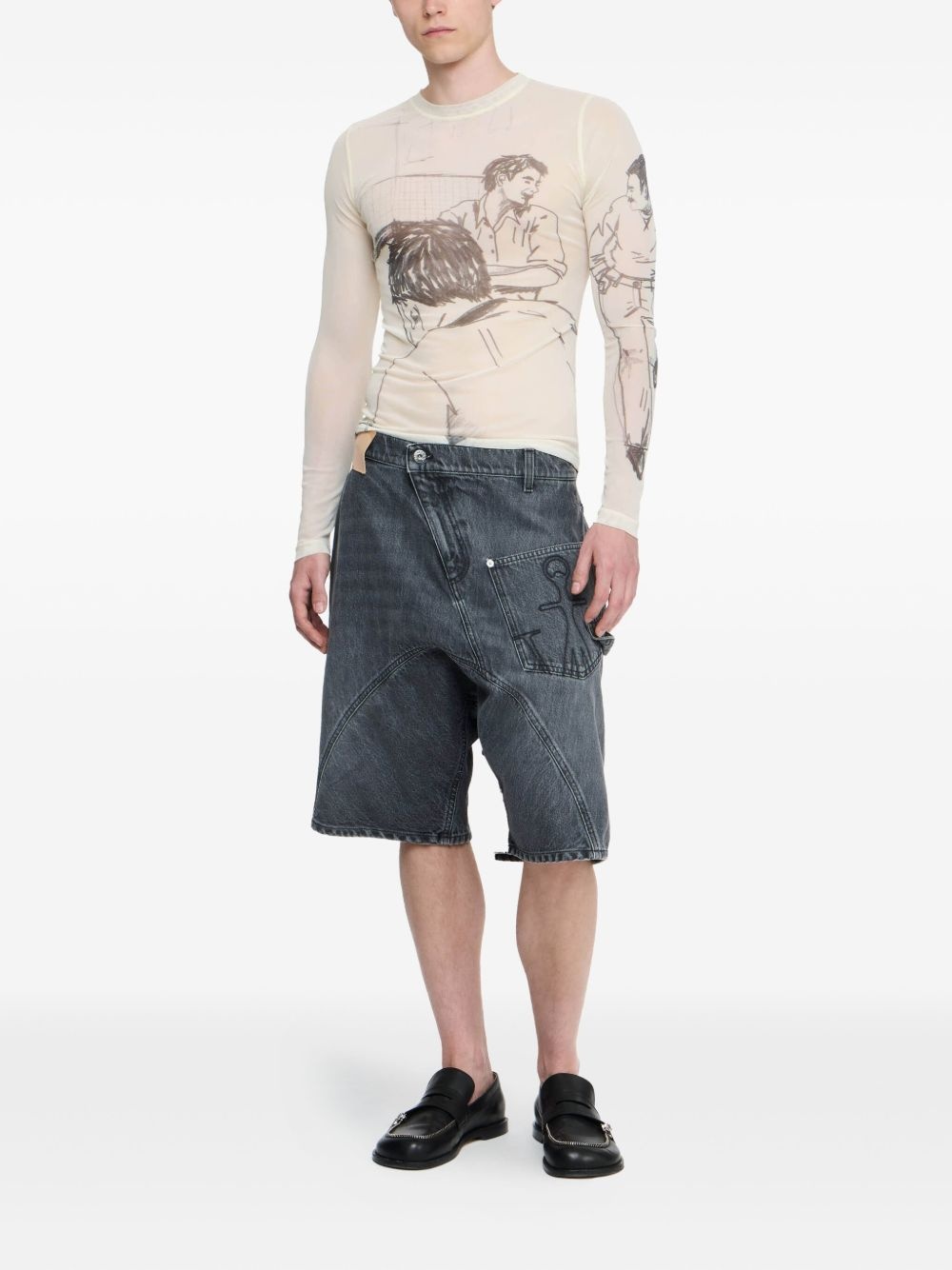 sketch-mesh long-sleeve T-shirt - 2