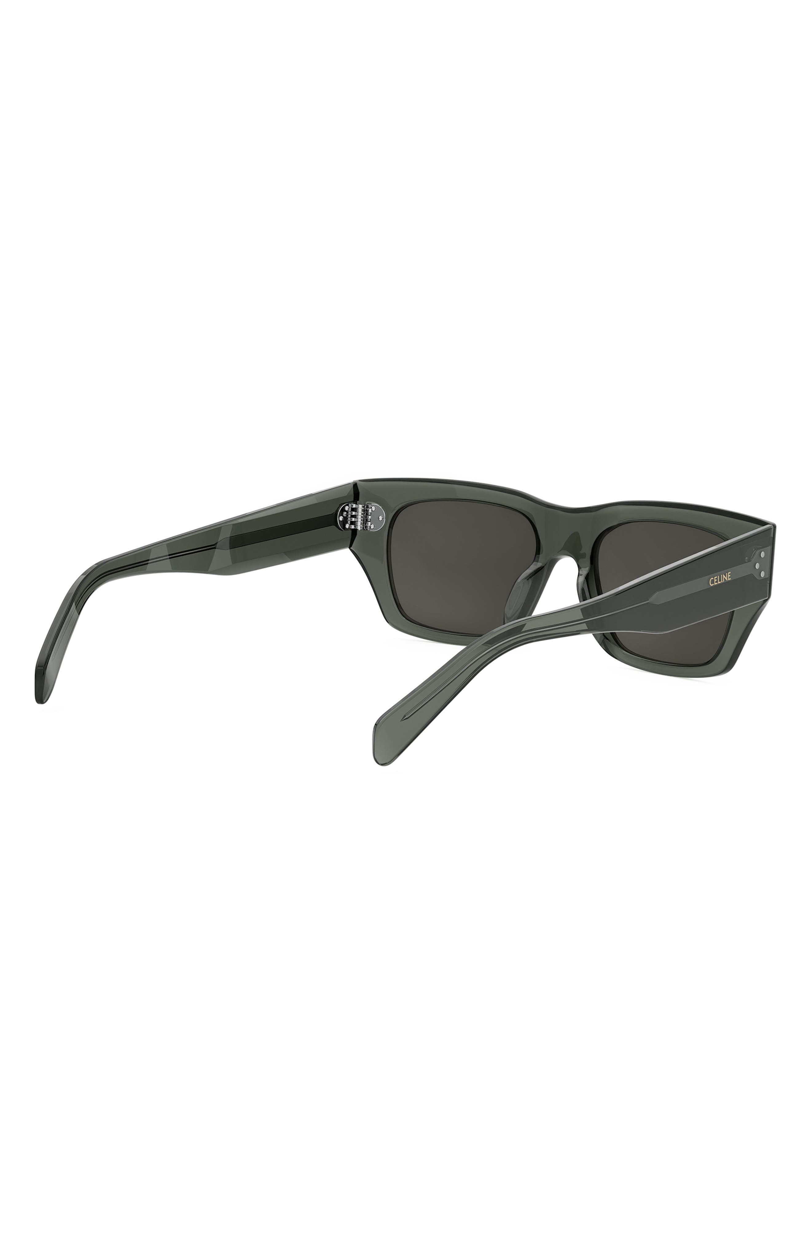 CELINE Bold 3 Dots 53mm Geometric Sunglasses in Light Green /Smoke at Nordstrom - 3