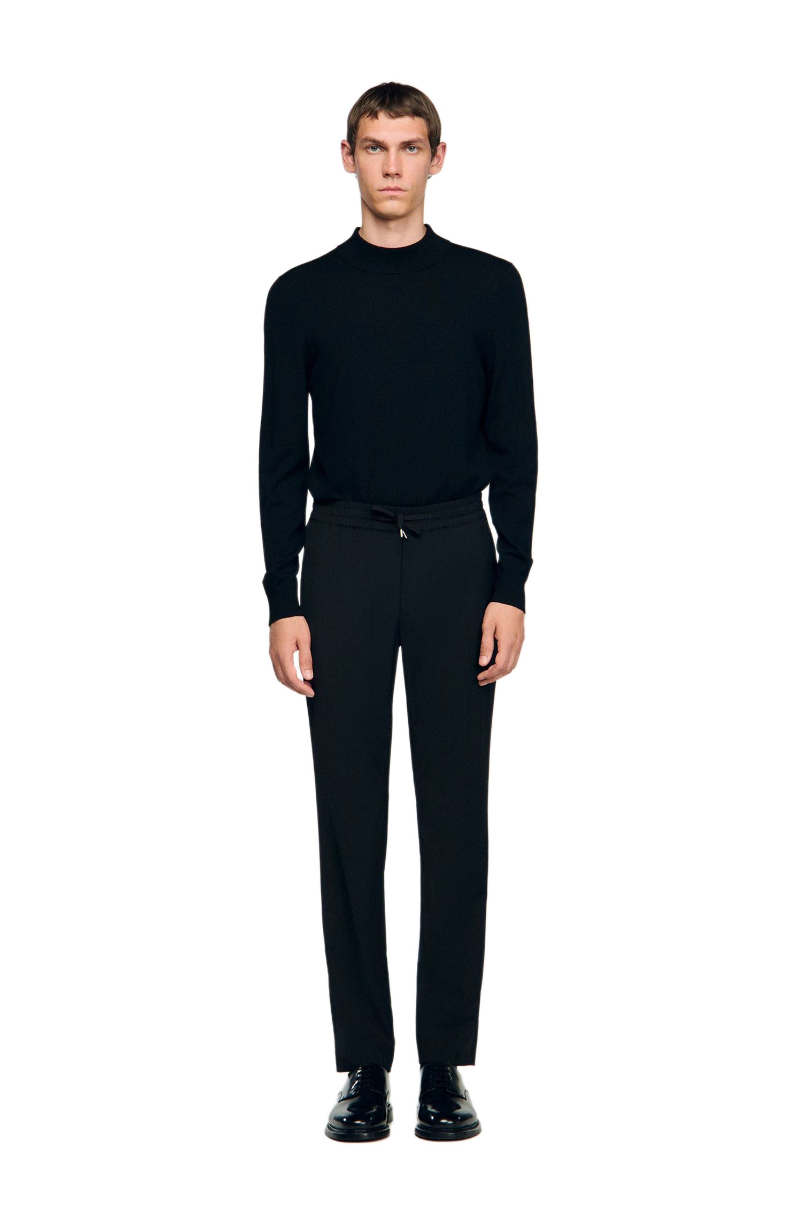 SANDRO Elasticated straight-leg trousers in Black at Nordstrom - 5