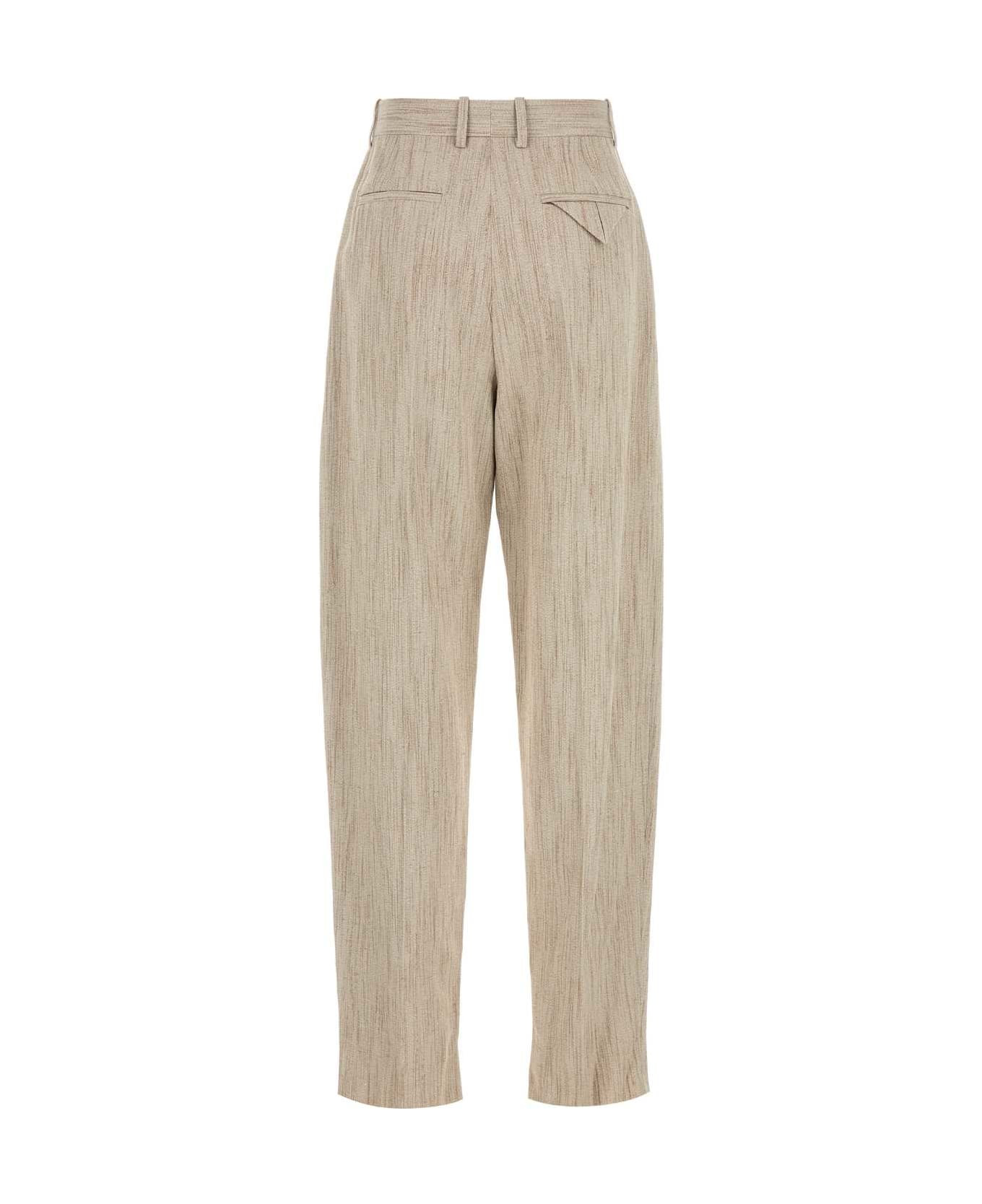 Melange Beige Viscosa Blend Pant - 2