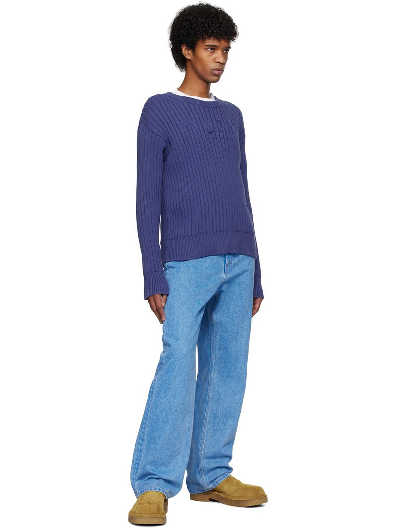 Marni Blue Cable Logo Crewneck Sweater outlook