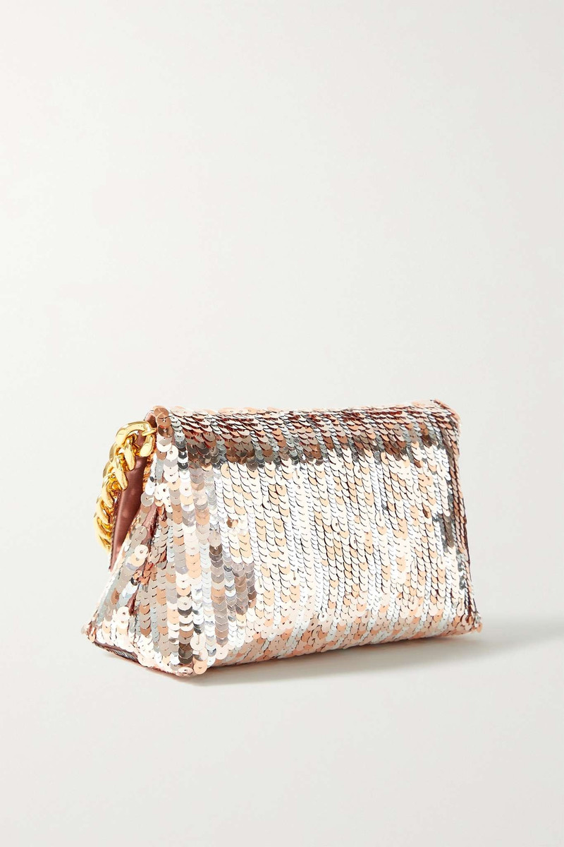 Mini leather-trimmed sequined clutch 3
