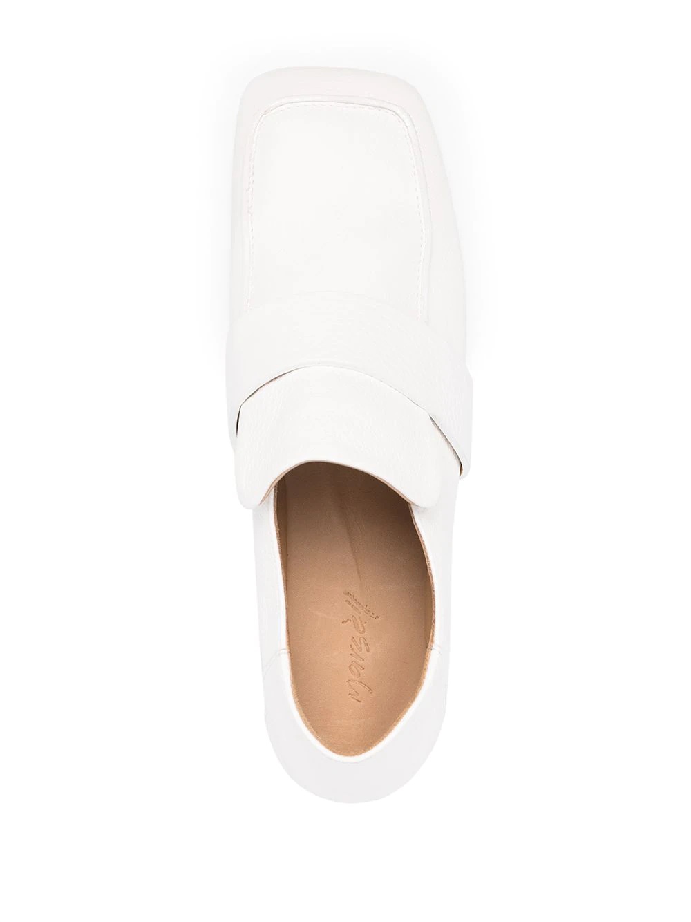square-toe leather loafers - 4