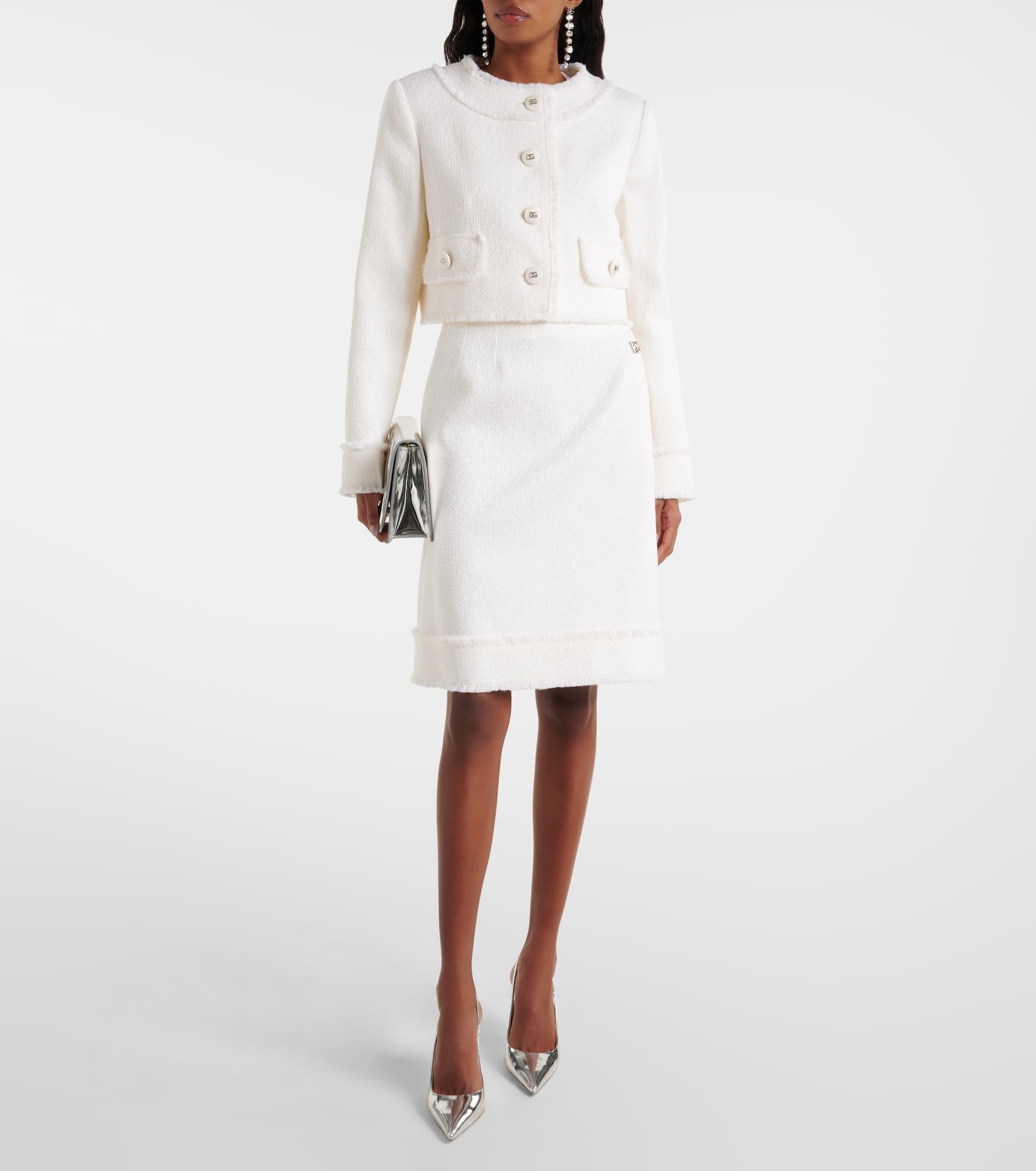 Cropped wool-blend tweed jacket - 2