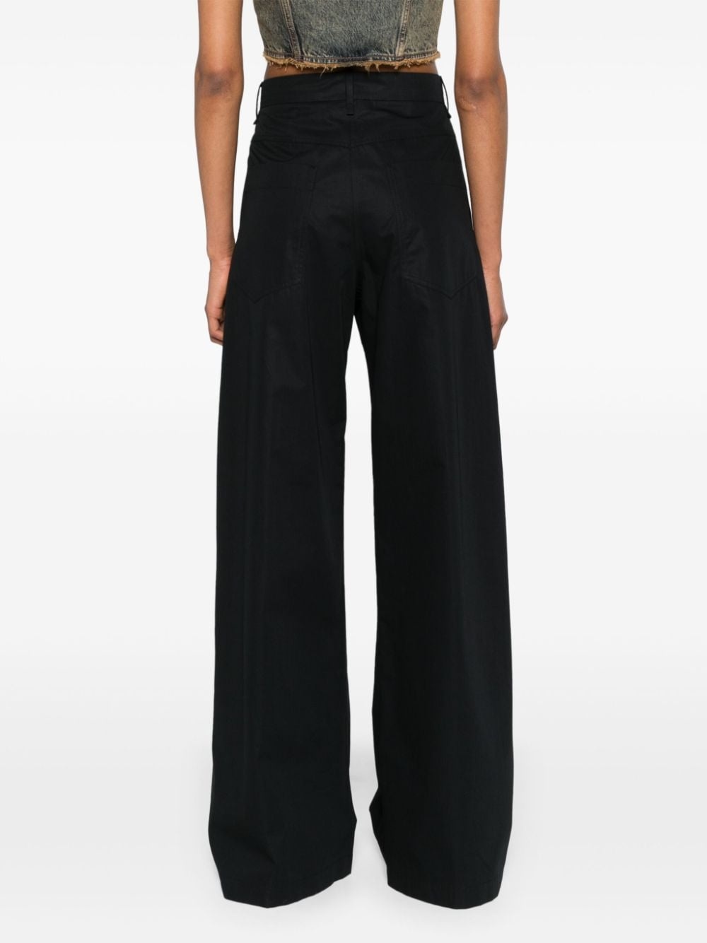 wide-leg cotton trousers - 4