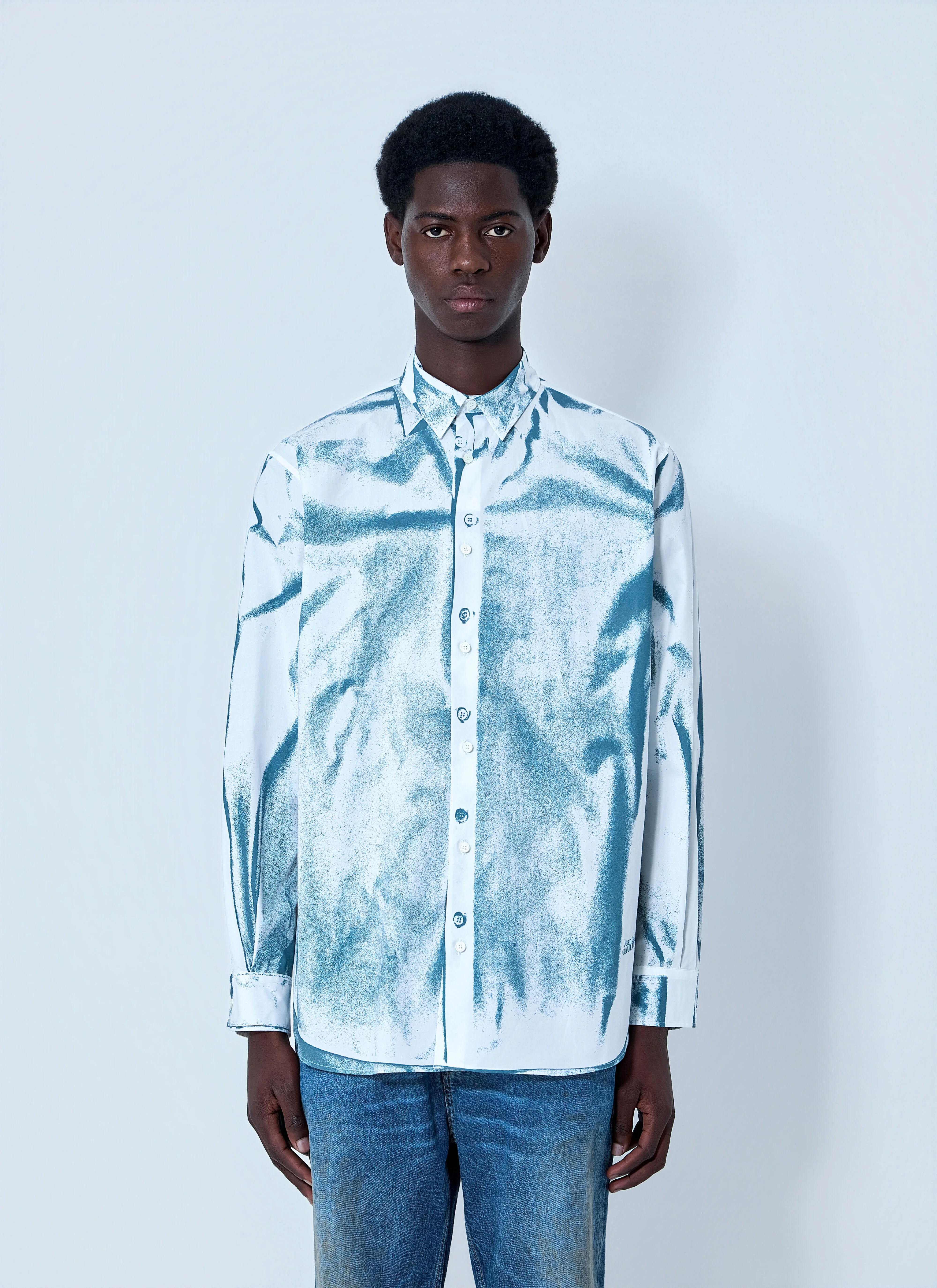 Abstract Print Button-Down Shirt - 1