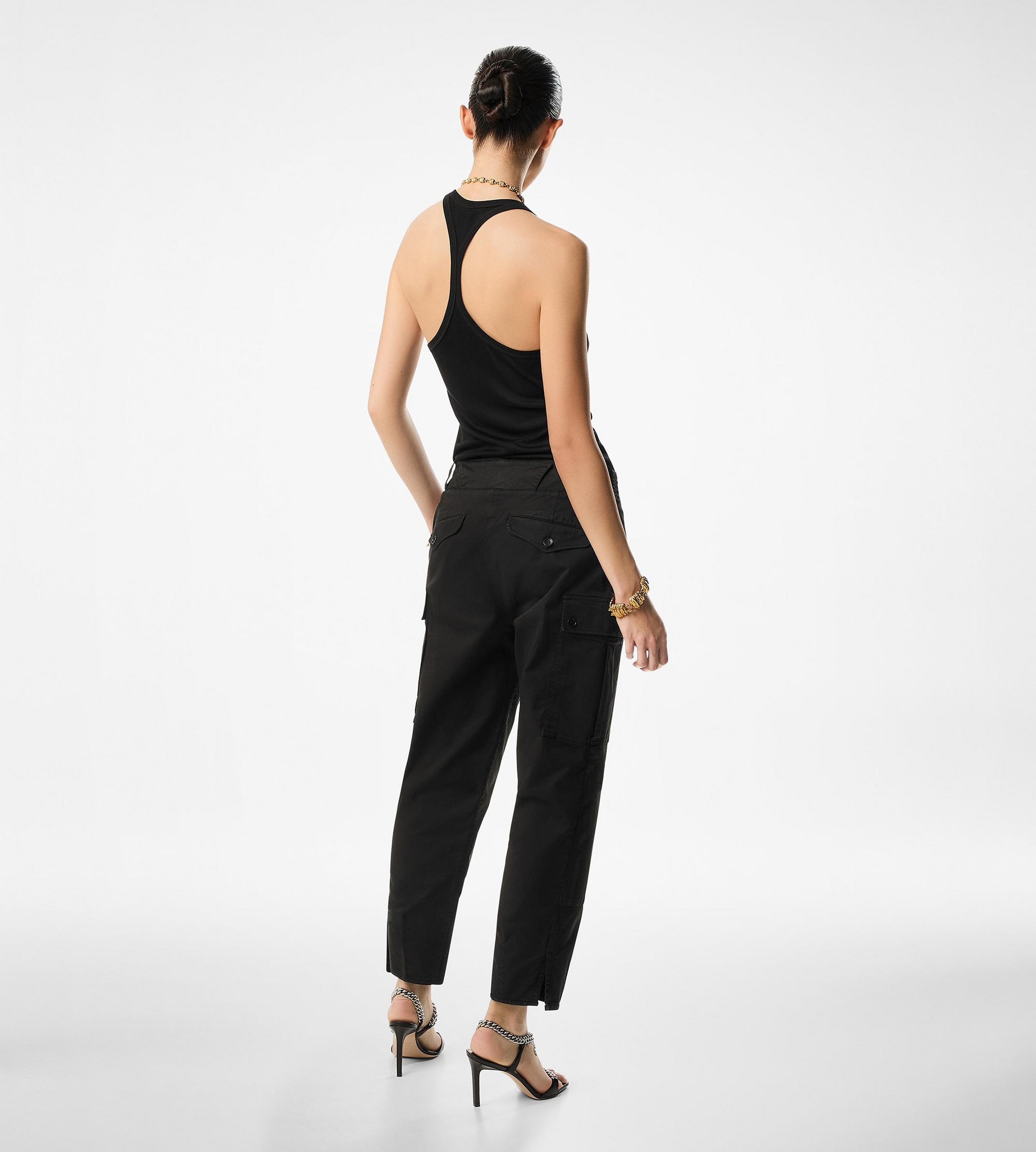STRETCH COTTON TWILL PLEATED CARGO PANTS - 3