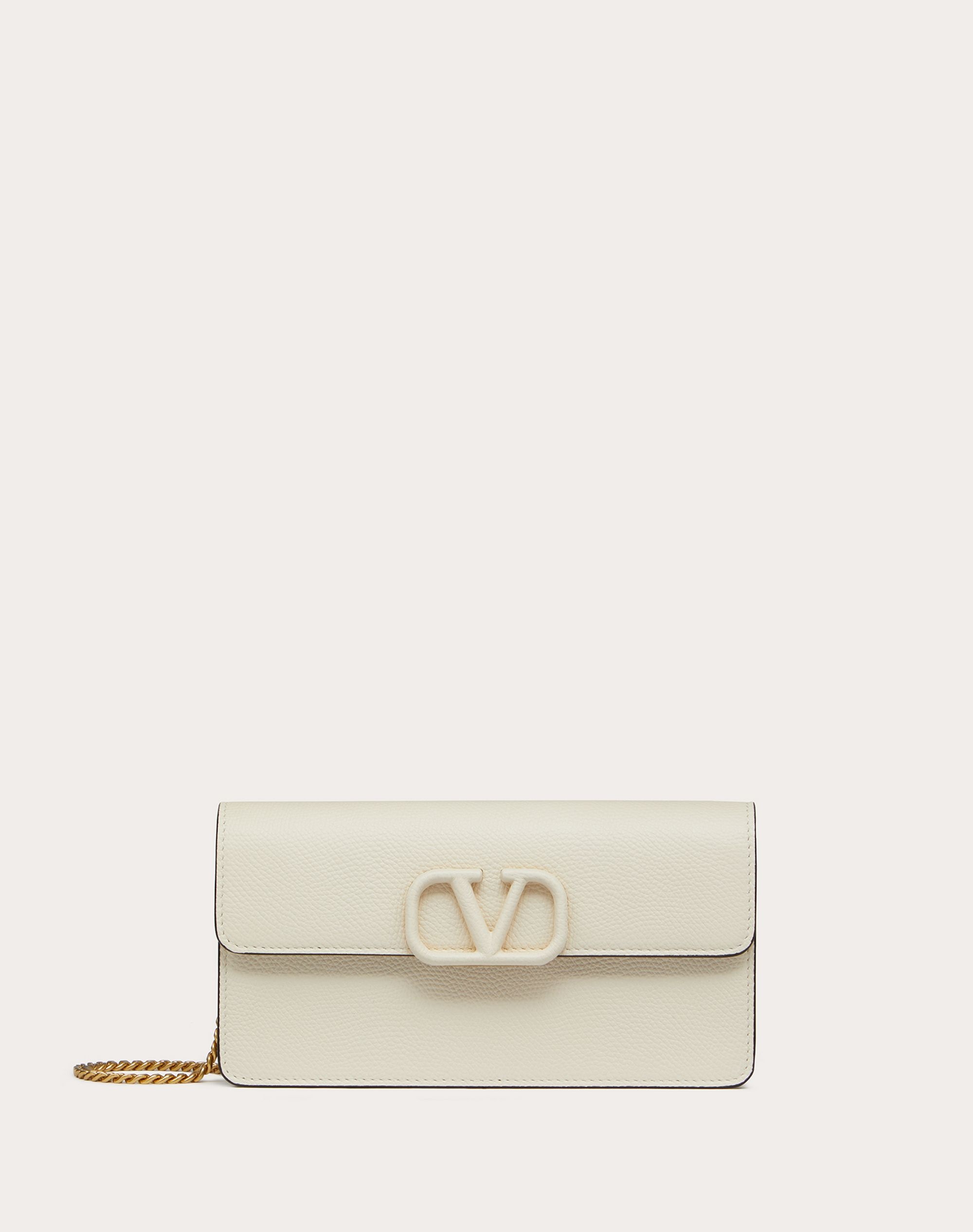 VLOGO SIGNATURE GRAINY CALFSKIN WALLET WITH CHAIN - 1