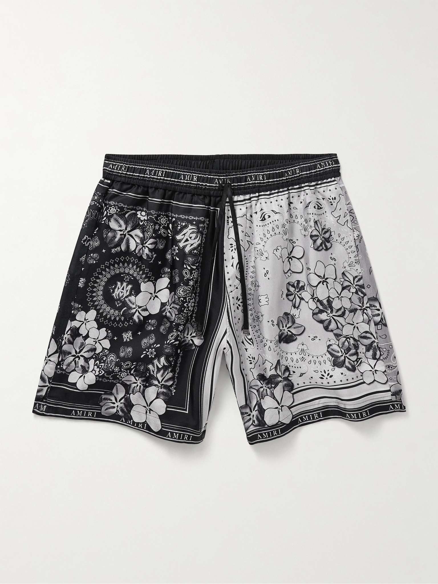 Straight-Leg Printed Silk-Twill Shorts - 1