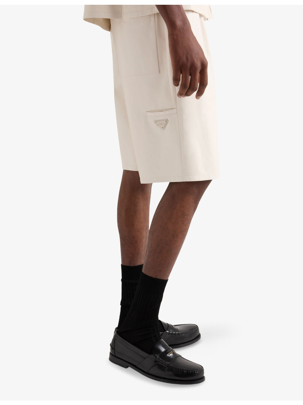 Triangle-Logo Relaxed Leather Bermuda Shorts - 5