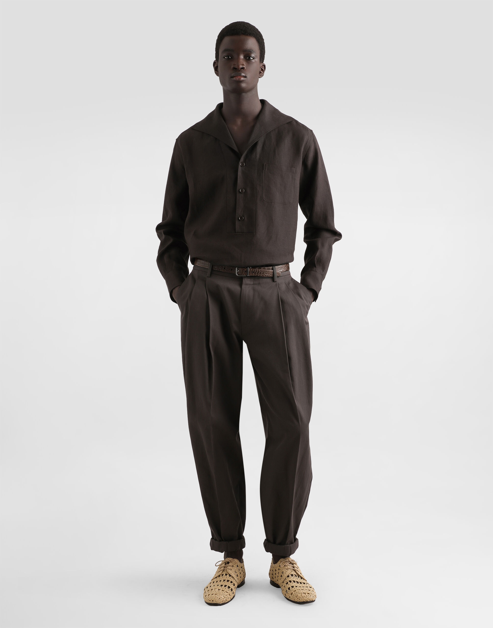 Three-button long-sleeved linen shirt - 2