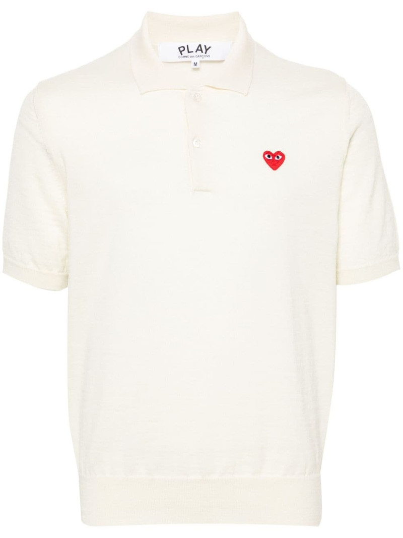heart-patch wool polo shirt 1