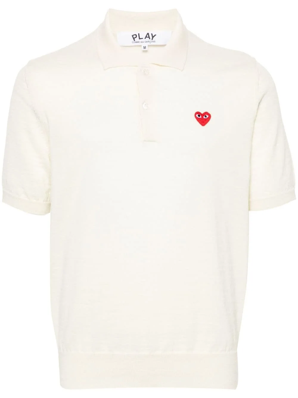 heart-patch wool polo shirt - 1