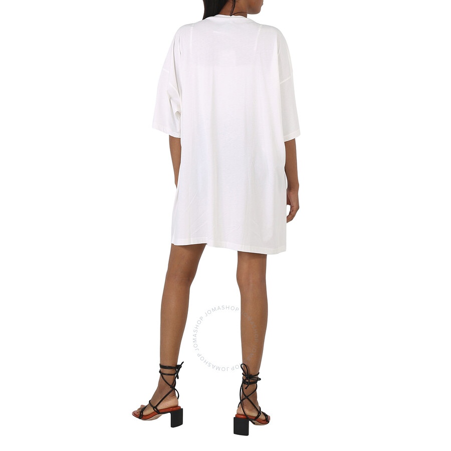 Moschino Ladies White Cotton Crystal Logo Shirt Dress - 2