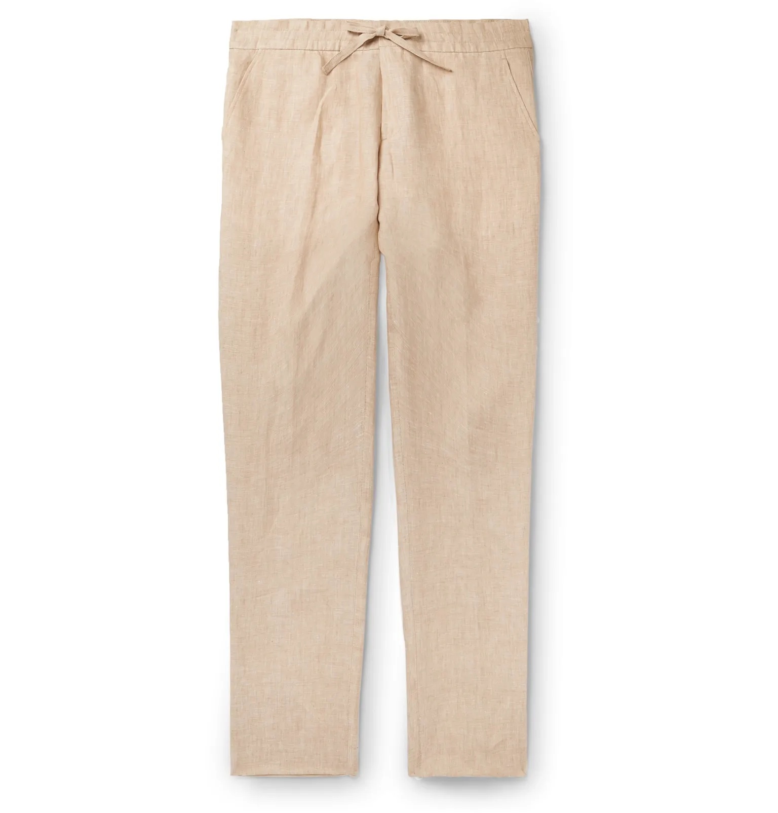 Slim-Fit Linen Drawstring Trousers - 1