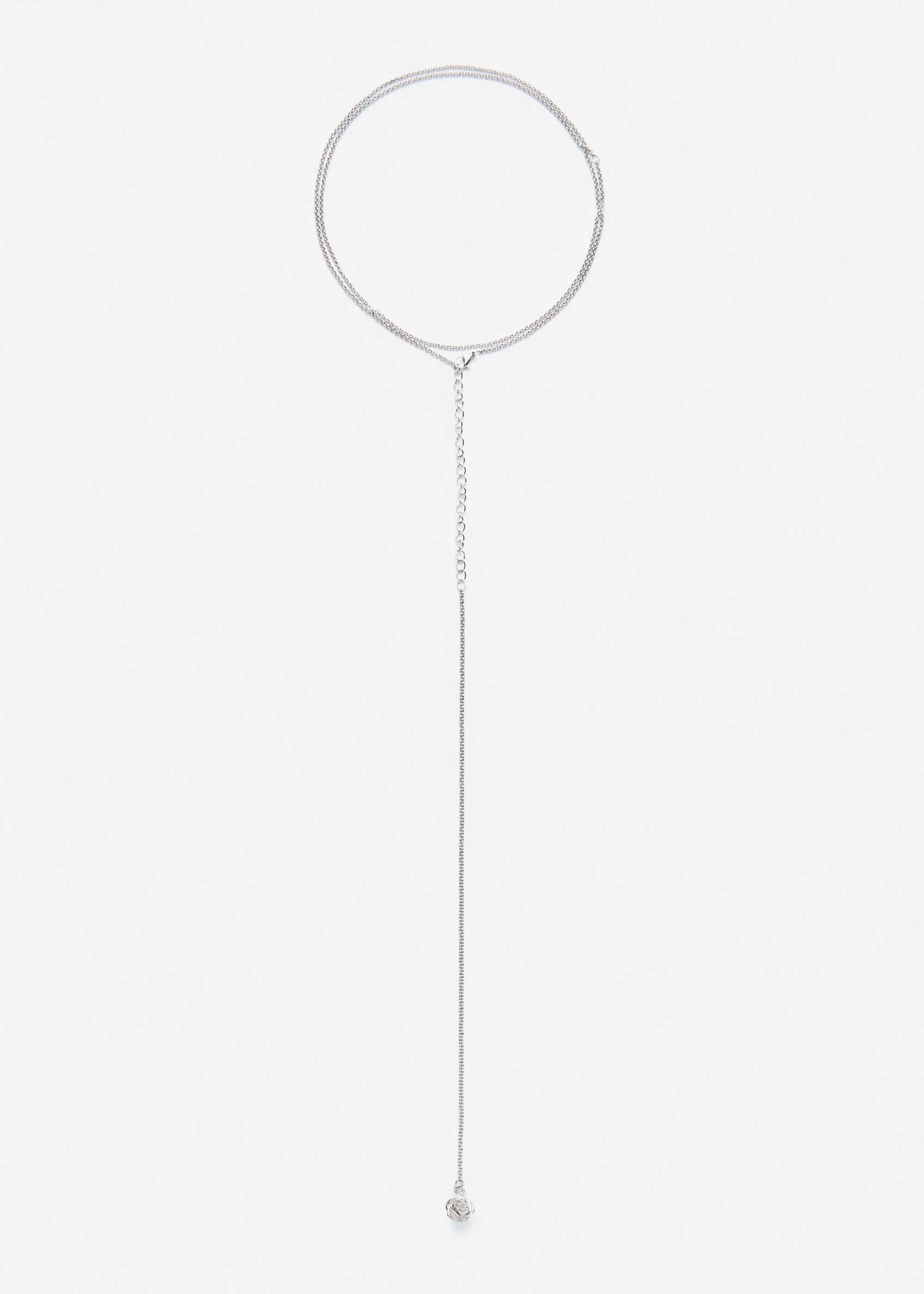 Rose charm necklace in silver - 1