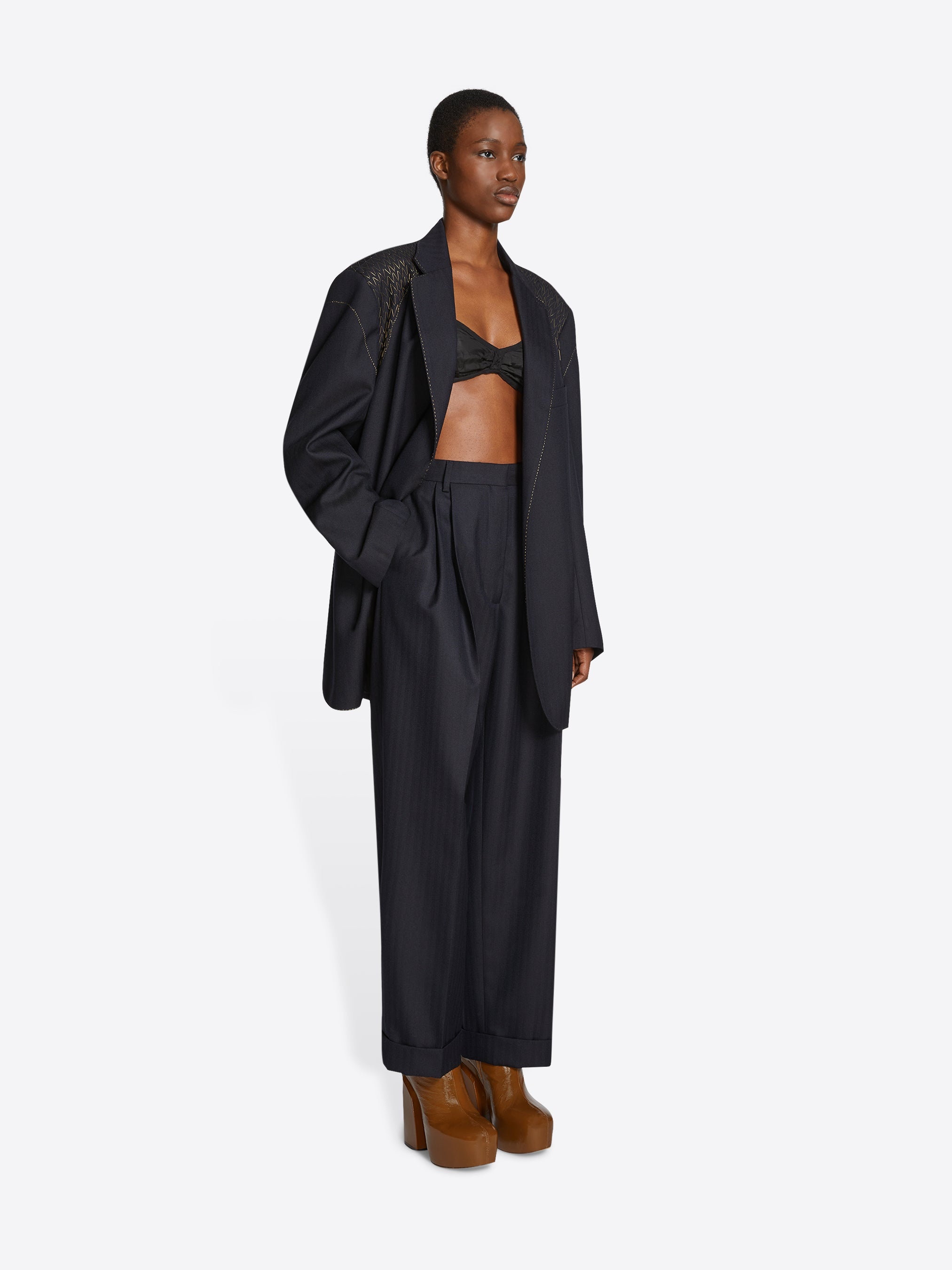 PLEATED WOOL PANTS - 3