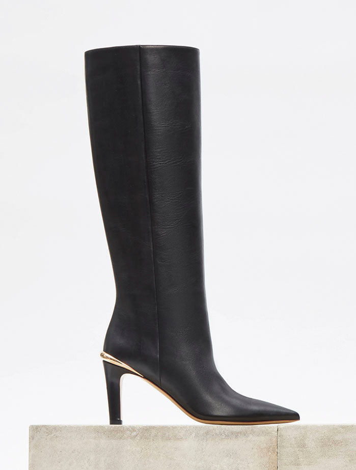 Aura Tall Boot in Black Leather - 6