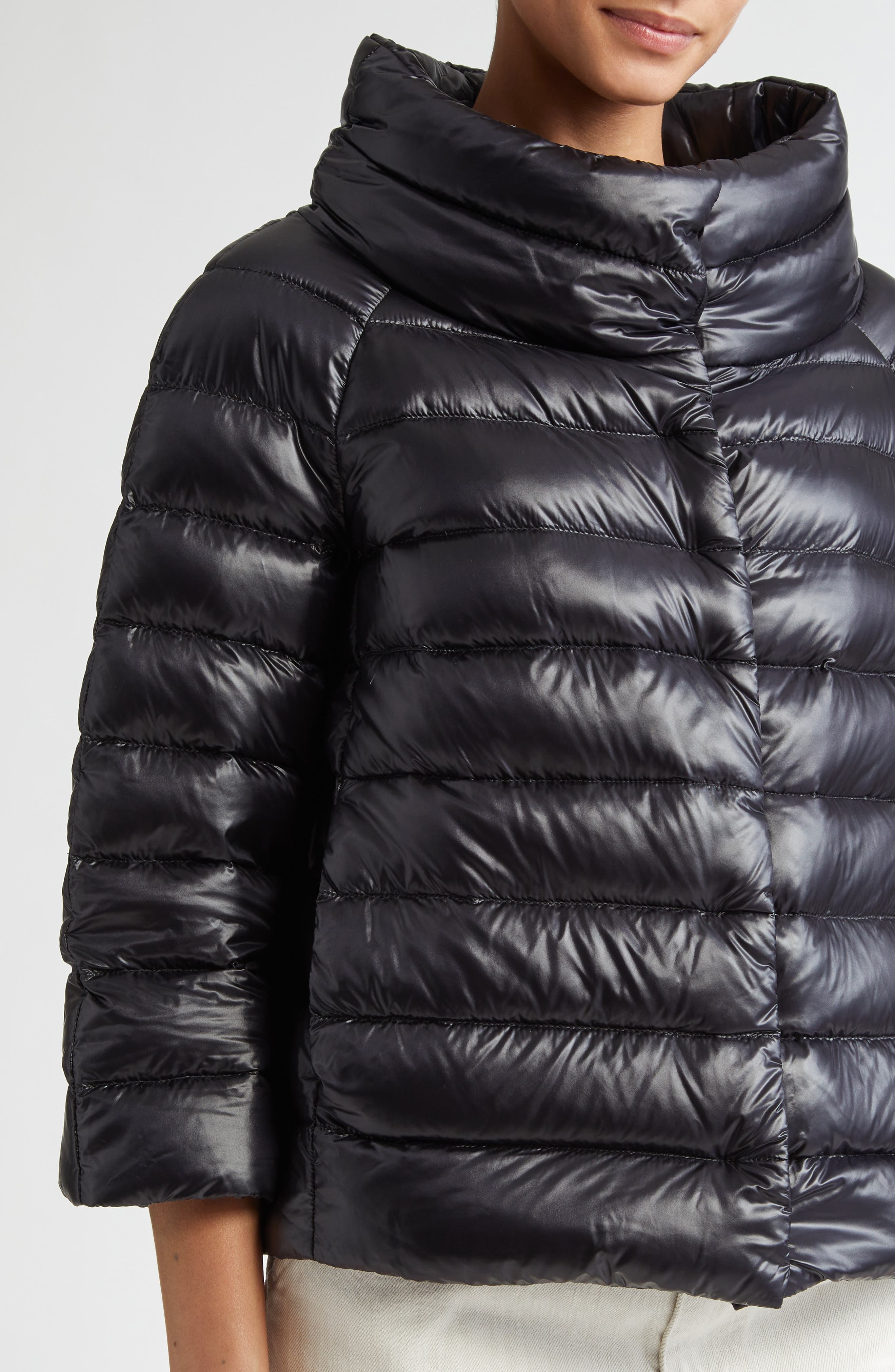 Herno Sofia Iconic Down Crop Puffer Jacket in Black at Nordstrom - 4