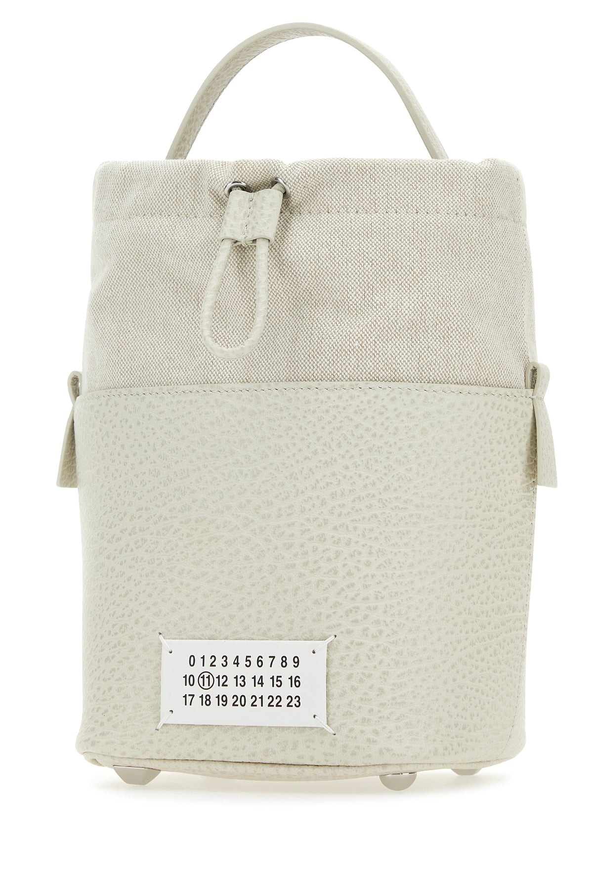 Chalk leather and canvas mini 5AC bucket bag - 2