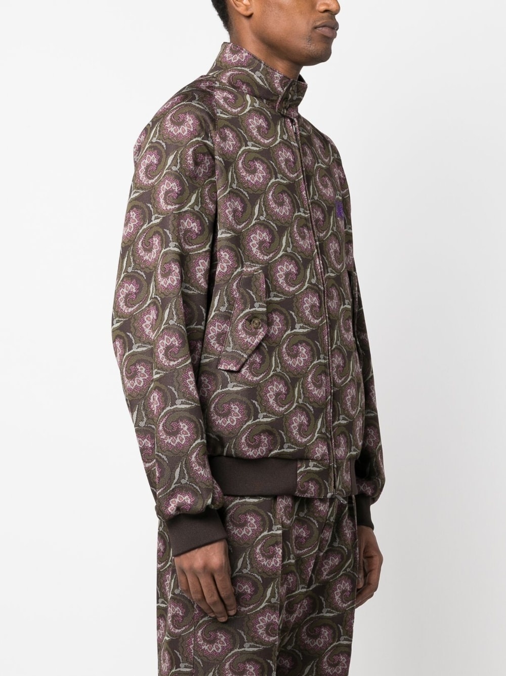 graphic-pattern funnel neck jacket - 3