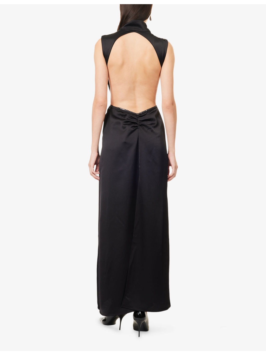 Margot Open-Back Satin Maxi Dress - 4