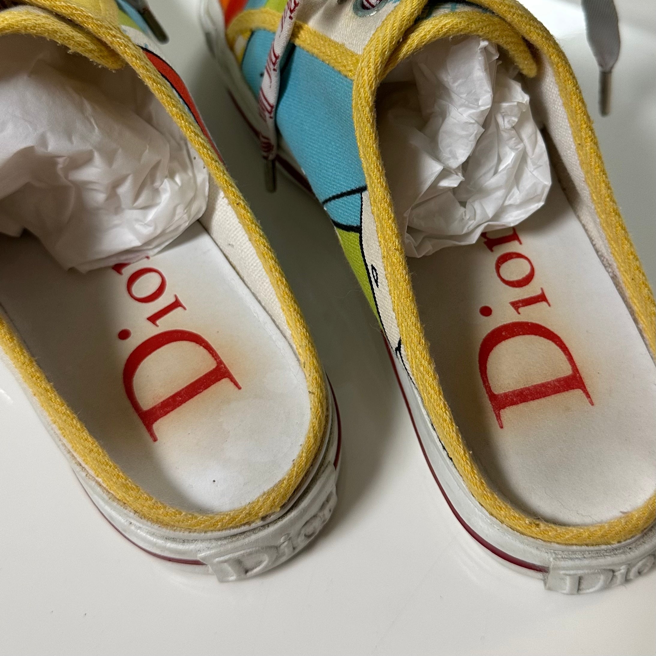 CHRISTIAN DIOR Spring Summer 2002 Cartoon Print Canvas Mule Sneakers - 5