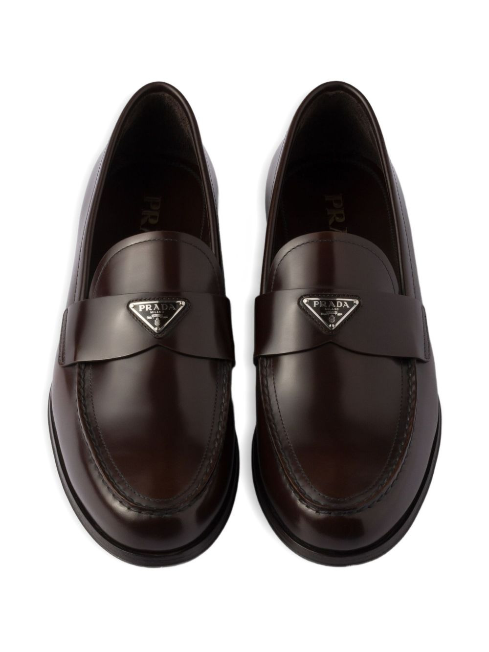 triangle-logo leather loafers - 4