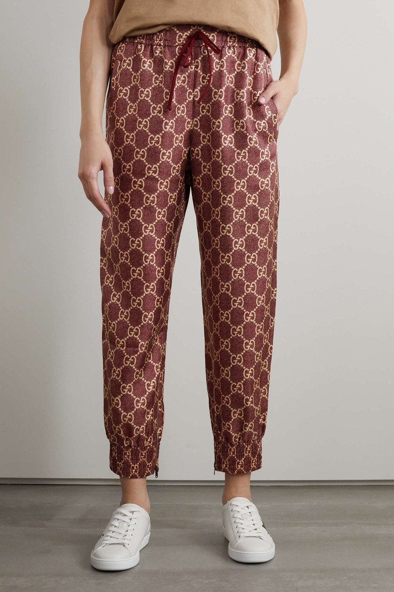 Lamé-trimmed silk-twill track pants 3