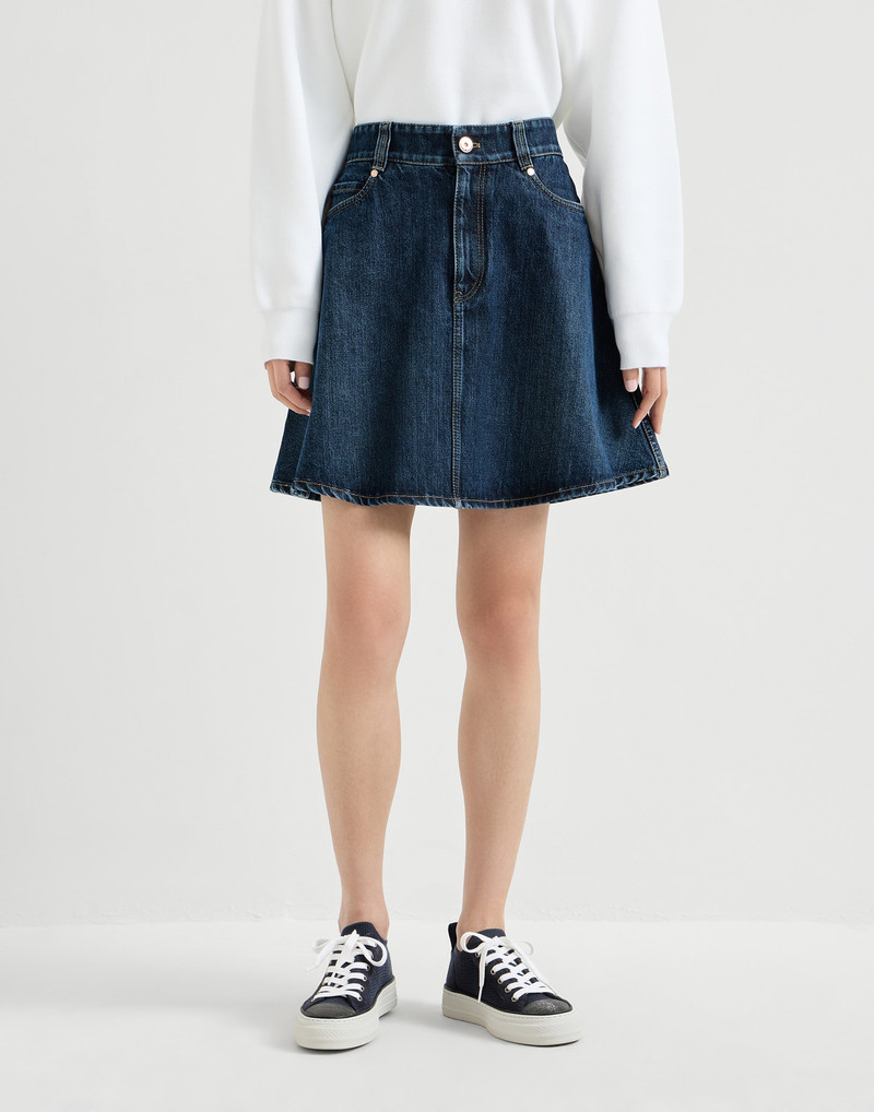 Authentic denim mini skirt with monili 2