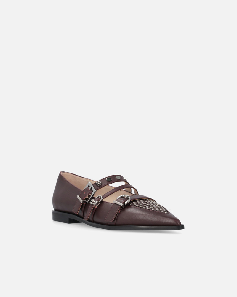 POINTED-TOE LEATHER BALLERINAS WITH STUDS 2