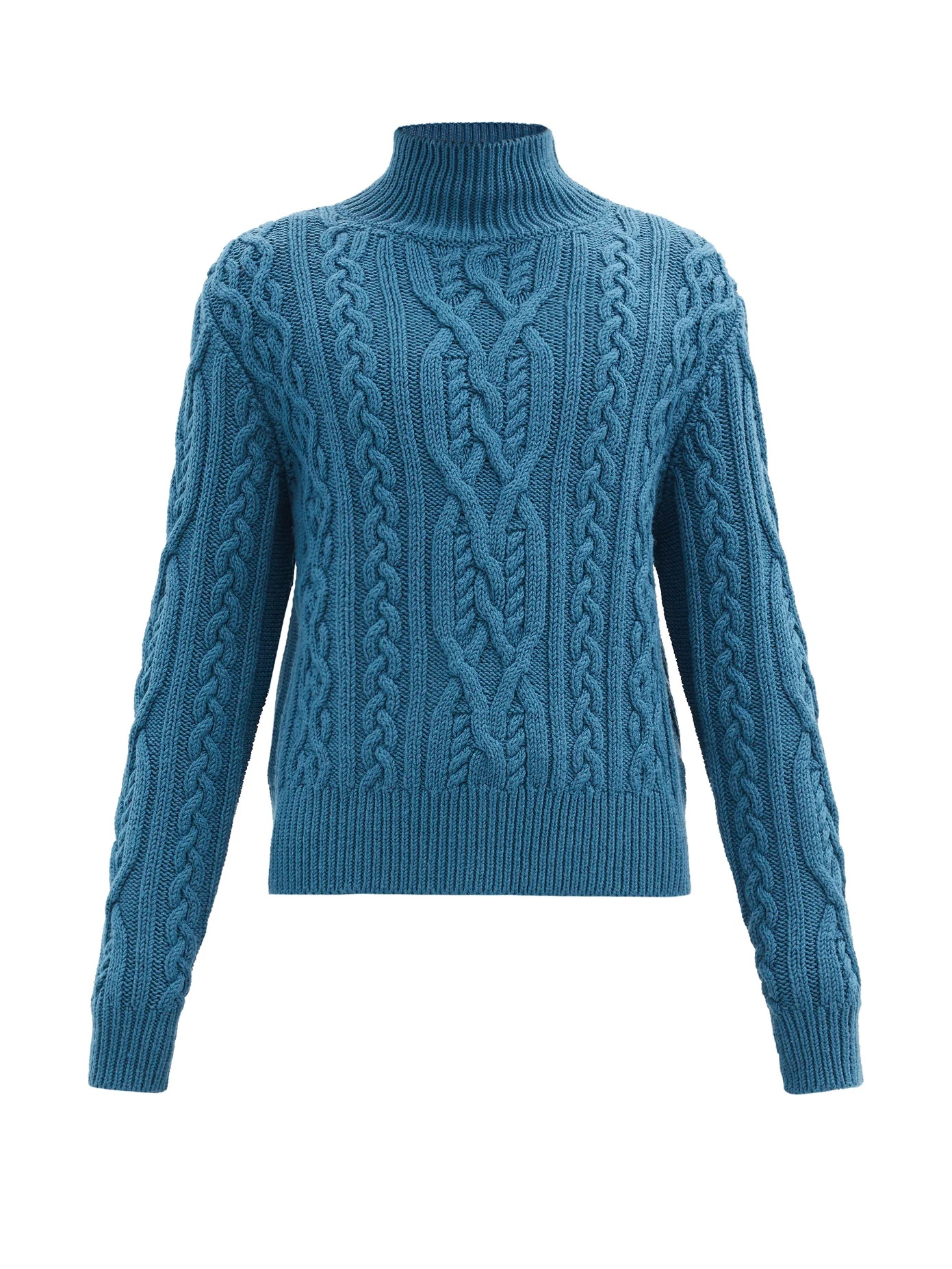 Roll-neck cable-knit wool sweater - 1