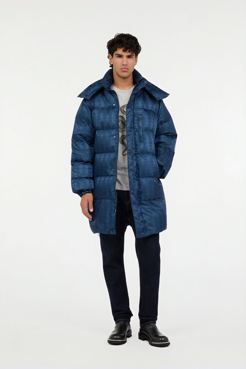 Roberto Cavalli Blue Down Jacket with RC Monogram All Over outlook