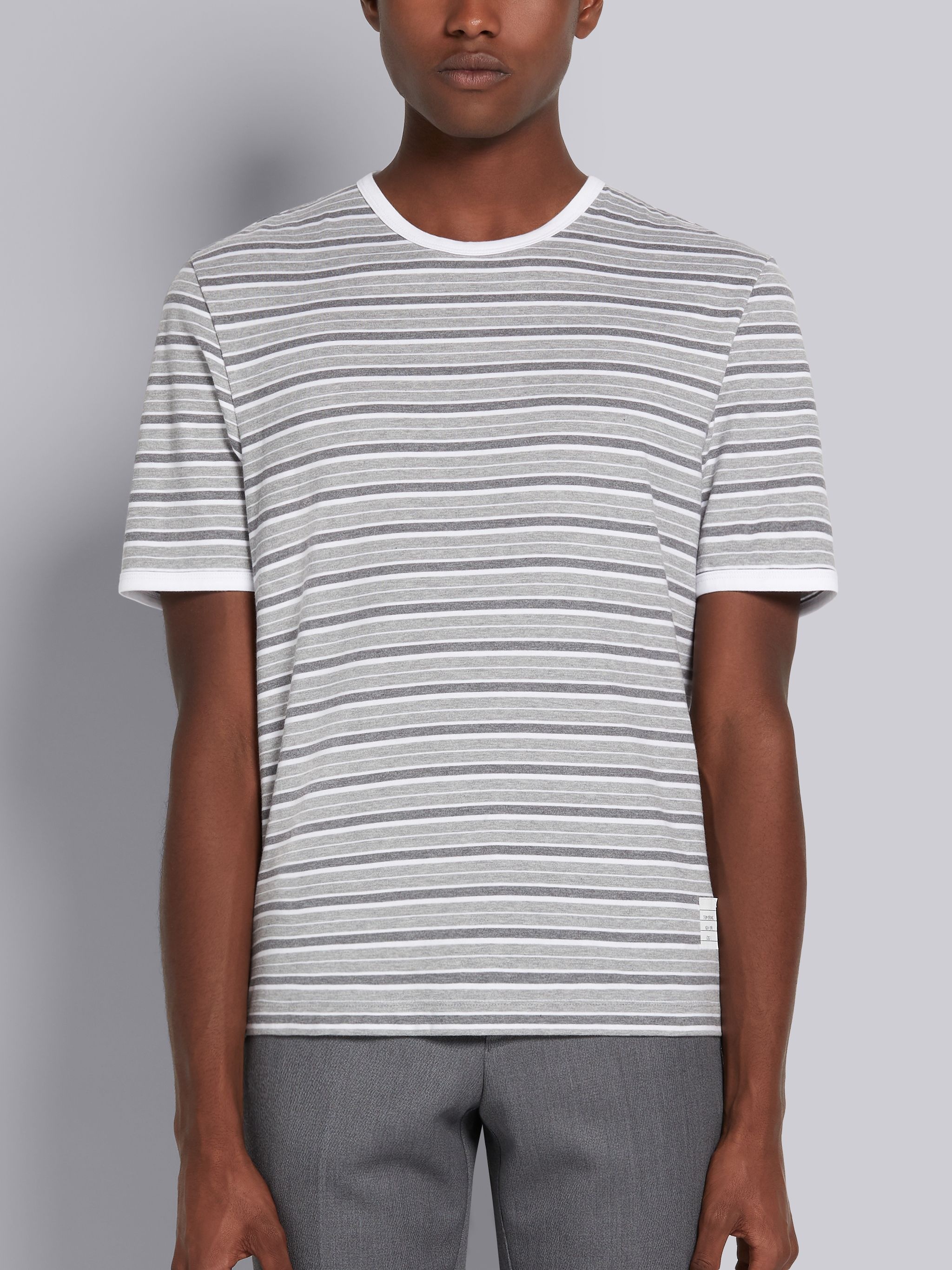 bar stripe short-sleeve ringer T-shirt - 1